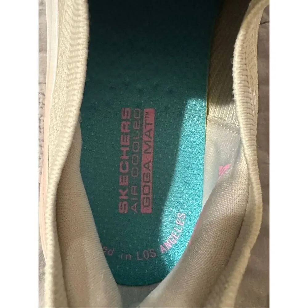 Skechers max walker sally tan pink 8.5 slip in sneaker shoes